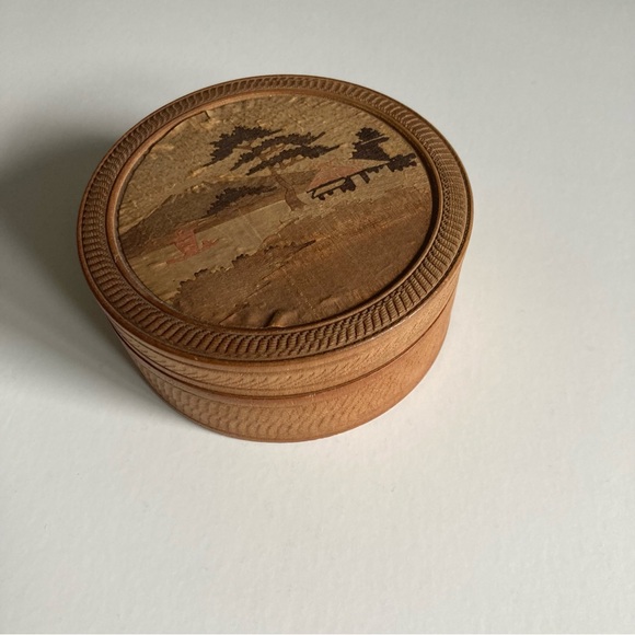 Vintage Asian Wood Coaster Set In Carved Wood Box - Picture 5 of 5